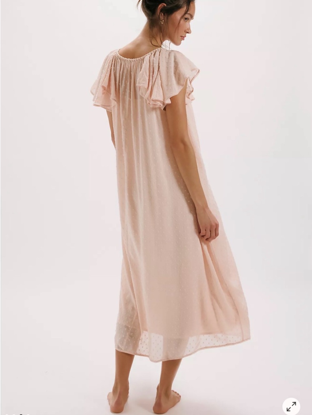 Free People Blush Pink Embroidered Savanna Rose Midi Dress 🔥 Size M - Picture 2 of 3